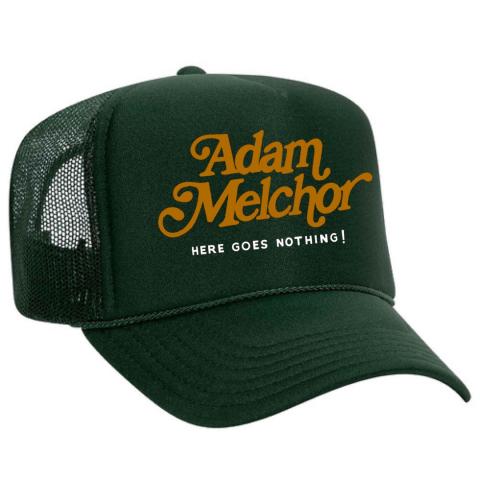 "HERE GOES NOTHING" EMBROIDERED TRUCKER HAT